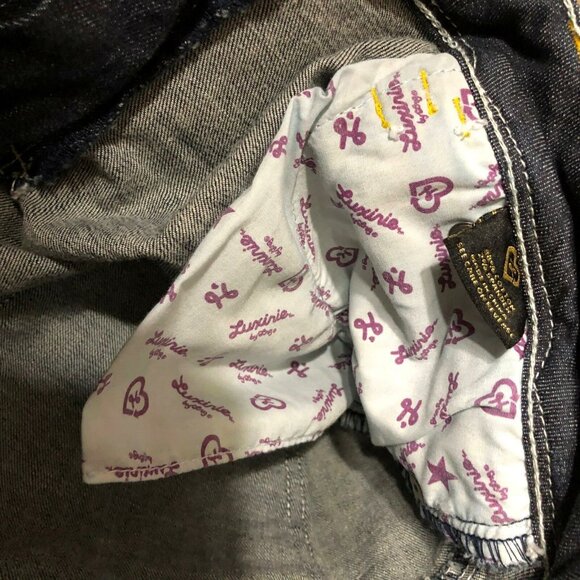 Luxirie Jeans Juniors 11 Womens Dark Blue Denim Stretch White Stitching Bootcut - Picture 7 of 7